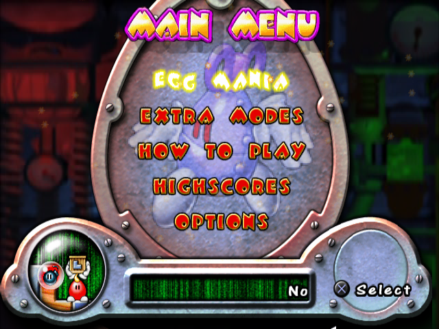 Egg Mania (PlayStation 2) screenshot: Main menu