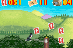 Postman Pat and the Greendale Rocket (Game Boy Advance) screenshot: On the wires as Jess the cat...