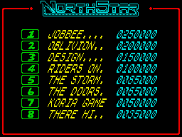 NorthStar (ZX Spectrum) screenshot: High scores