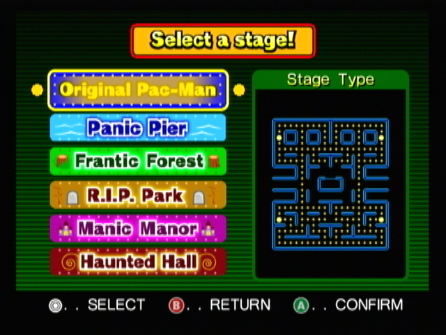 Pac-Man Vs. (GameCube) screenshot: Good old classic map