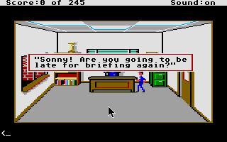 Police Quest: In Pursuit of the Death Angel (Atari ST) screenshot: The boss is not happy to see Sonny