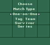 WWF Raw (Game Boy) screenshot: Main menu