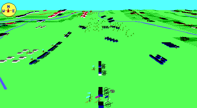 Borodino (DOS) screenshot: More cannon action, animated smoke-puffs. What will they think of next?