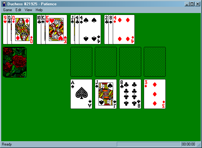 Patience (Windows) screenshot: A game of "Duchess"