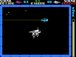 Cyberun (MSX) screenshot: A laser in the sky