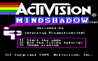 Mindshadow (Commodore 64) screenshot: The title screen.