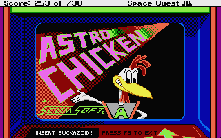 Space Quest III: The Pirates of Pestulon (Atari ST) screenshot: Astro Chicken arcade game.