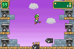 Mario Party Advance (Game Boy Advance) screenshot: Luigi bouncing on bombs.
