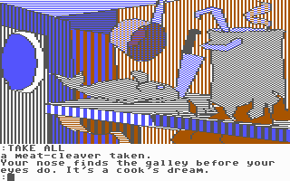Mindshadow (Commodore 64) screenshot: The ship's galley.