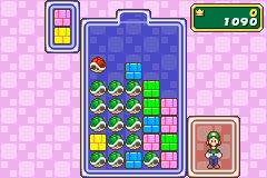 Mario Party Advance (Game Boy Advance) screenshot: A <moby game="Tetris">Tetris</moby>-like game