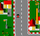 LEGO Stunt Rally (Game Boy Color) screenshot: The scenery is made of lego.