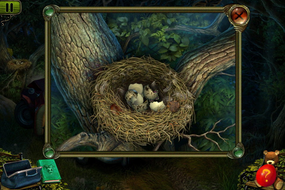 Weird Park: Scary Tales (iPhone) screenshot: Taking a closer look at the bird's nest