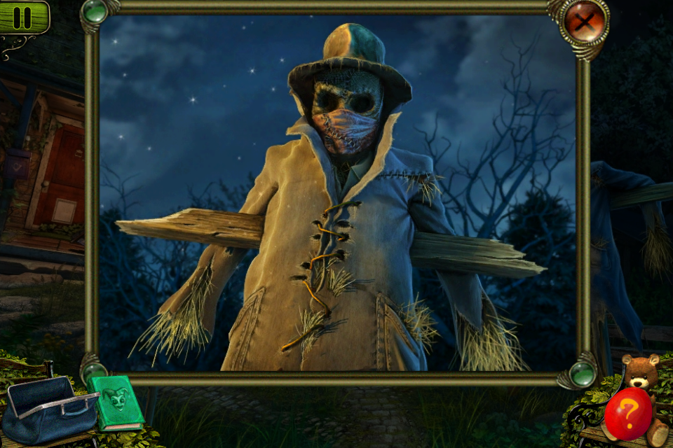 Weird Park: Scary Tales (iPhone) screenshot: Looking closer at the scarecrow
