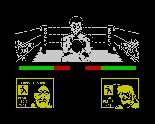 Rocco (ZX Spectrum) screenshot: Spanish original release (Dinamic version):<br> Starting the combat.