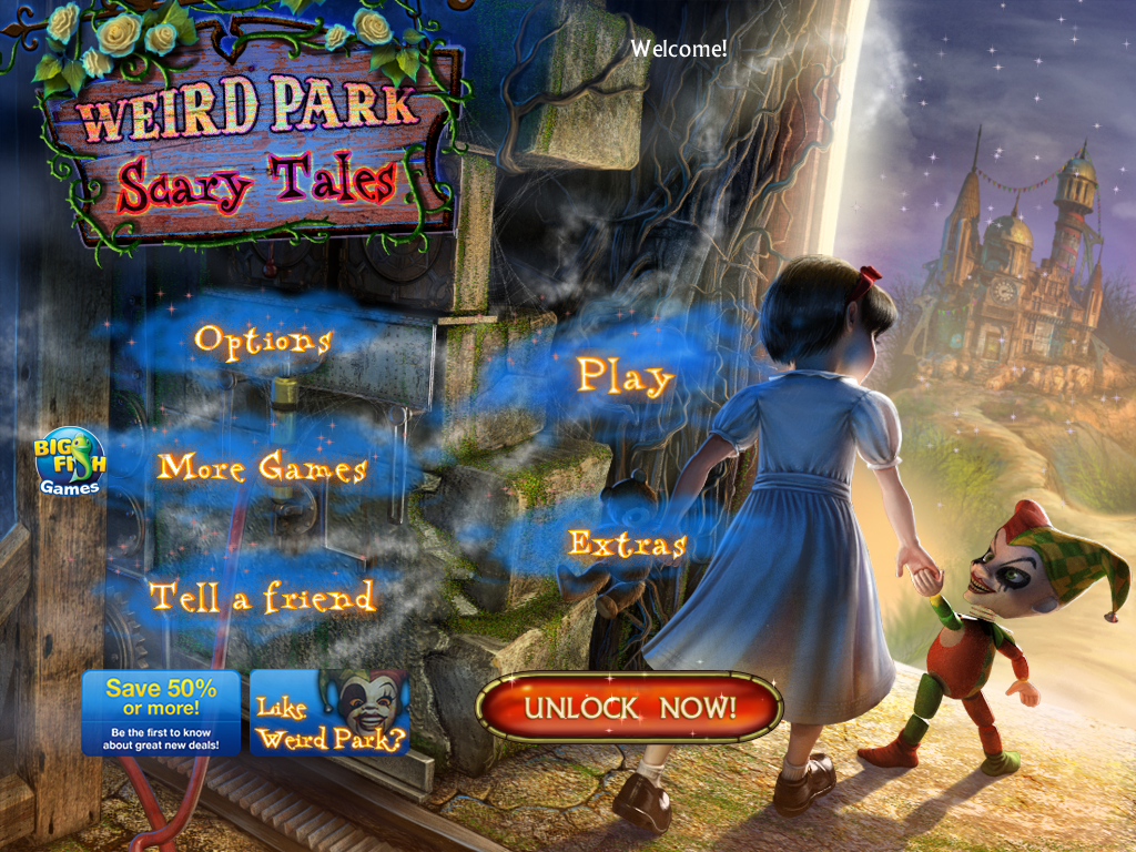 Weird Park: Scary Tales (iPad) screenshot: Title and main menu