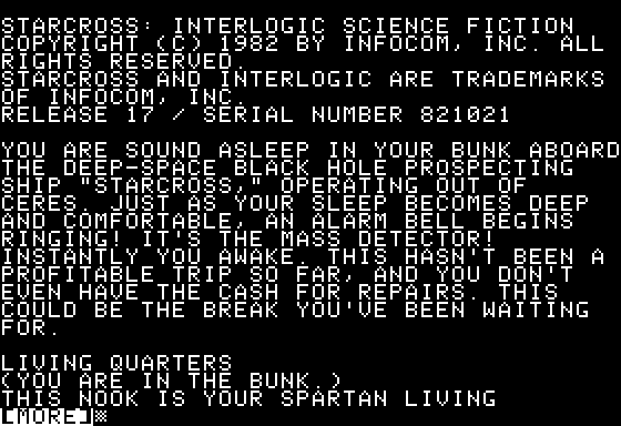 Starcross (Apple II) screenshot: Introduction