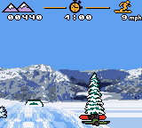 MTV Sports: Pure Ride (Game Boy Color) screenshot: Ow... there go Lee's kneecaps.