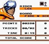 MTV Sports: Pure Ride (Game Boy Color) screenshot: The end of level ranking.