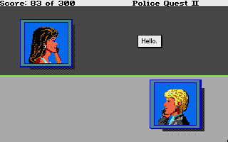 Police Quest 2: The Vengeance (Atari ST) screenshot: Calling my girlfriend, Marie, on the phone.