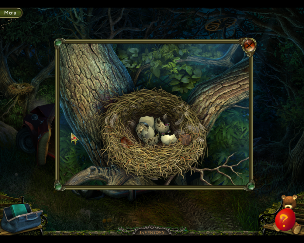 Weird Park: Scary Tales (Windows) screenshot: Taking a closer look at the bird's nest