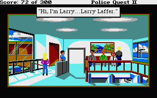 Police Quest 2: The Vengeance (Atari ST) screenshot: A cameo by another Sierra character.