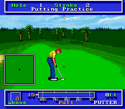 PGA Tour Golf (SNES) screenshot: Putting practice