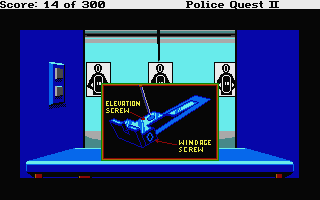 Police Quest 2: The Vengeance (Atari ST) screenshot: Adjusting gun.