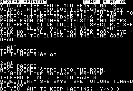 Deadline (Apple II) screenshot: Me, snooping?