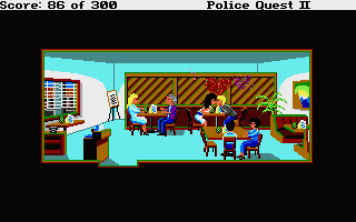 Police Quest 2: The Vengeance (Atari ST) screenshot: Kissing my girlfriend on a date.