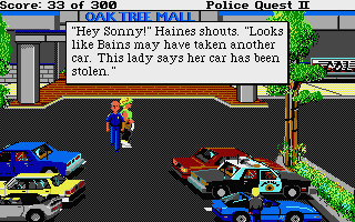 Police Quest 2: The Vengeance (Atari ST) screenshot: This lady has had here car stolen too!