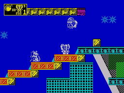 CJ in the USA (ZX Spectrum) screenshot: These American football players throw footballs at you