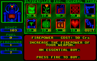 Slime Nemesis (Atari ST) screenshot: Info about one of the store items