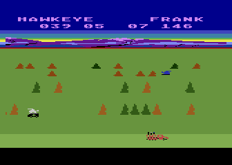 M*A*S*H (Atari 8-bit) screenshot: I've been shot down; ambulance comes to save me.