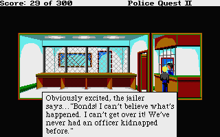 Police Quest 2: The Vengeance (Atari ST) screenshot: Talking to jailer.