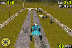 ATV: Quad Power Racing (Game Boy Advance) screenshot: The frog pick-up allows you to jump even higher when using a ramp.