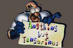 Earthworm Jim 2 (Game Boy Advance) screenshot: Jim shows the name of the next stage.