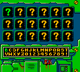 Earthworm Jim: Menace 2 the Galaxy (Game Boy Color) screenshot: Password screen.
