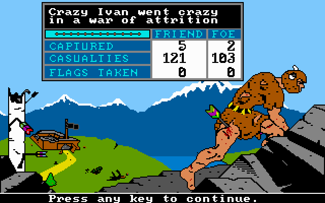 The Ancient Art of War (DOS) screenshot: Crawling home in defeat (VGA)