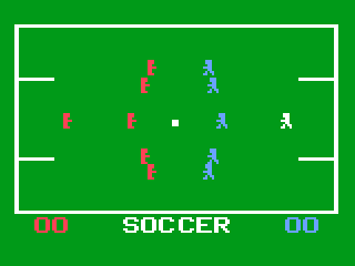 Hockey! / Soccer! (Odyssey 2) screenshot: Soccer title screen.
