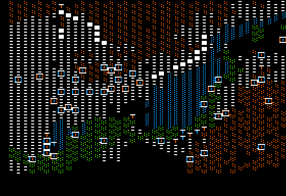 Southern Command (Apple II) screenshot: The game includes this overview map to make the big battlefield easier to survey.
