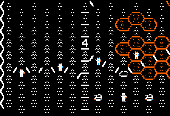 Southern Command (Apple II) screenshot: Infantry and tanks down below.