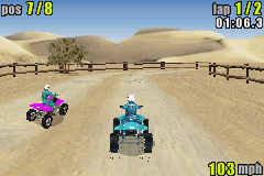 ATV: Quad Power Racing (Game Boy Advance) screenshot: The corners are the best place for overtaking.