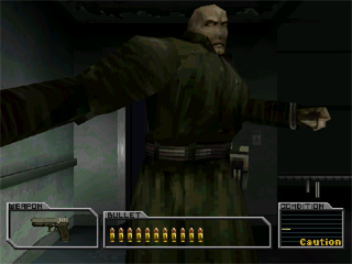 Resident Evil: Survivor (PlayStation) screenshot: Mr. X. attacks!