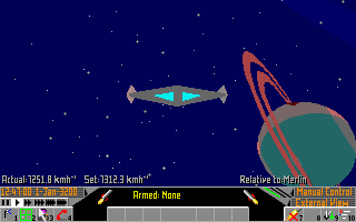 Frontier: Elite II (Amiga) screenshot: View from behind.