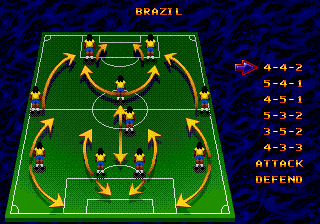 World Championship Soccer II (Genesis) screenshot: Formation selection