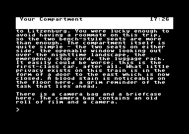 Border Zone (Commodore 64) screenshot: Starting location, act 1