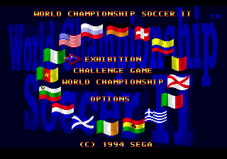 World Championship Soccer II (Genesis) screenshot: Main menu