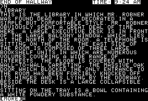 Deadline (Apple II) screenshot: The scene of the crime