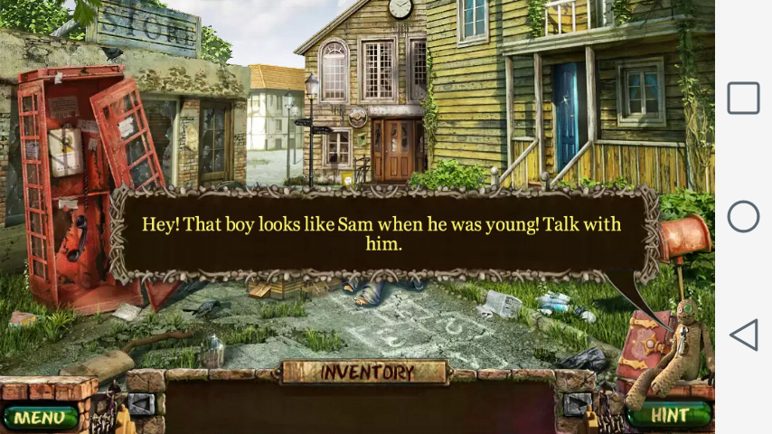 Stray Souls: Dollhouse Story (Collectors Edition) (Android) screenshot: I guess we talk to the boy