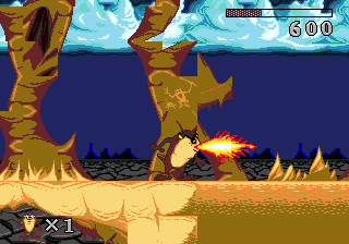 Taz-Mania (Genesis) screenshot: Taz blowing fire.